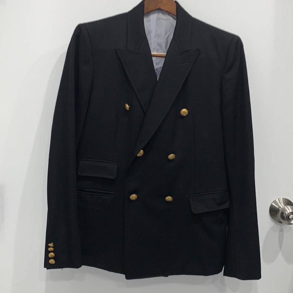 BAND OF OUTSIDERS - Black Double Breasted Blazer w/ Gold Buttons